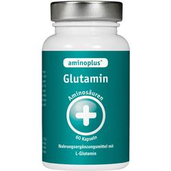 Weiße Dose mit einem grünen Etikett, auf dem "Glutamin" steht.