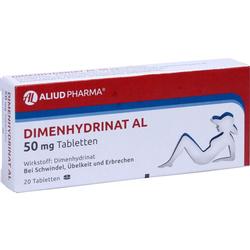 Eine Medikamentenpackung von Dimenhydrinat AL gegen Schwindel und Übelkeit.