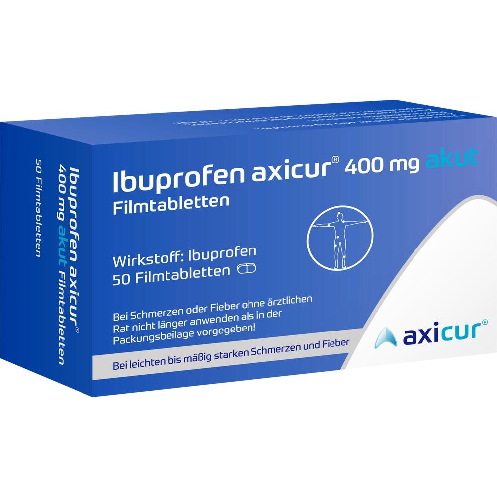 Eine Packung Ibuprofen-Tabletten mit 400 mg zur Schmerz- und Fieberbehandlung.