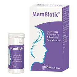 Eine Packung und ein Fläschchen MamBiotic zur Unterstützung stillender Mütter.